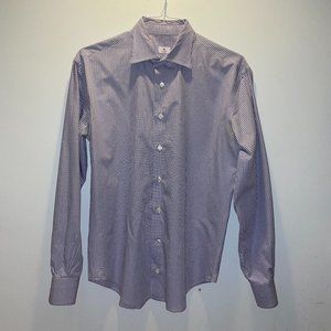 Oriali Men's Button Down Dress Shirt Gingham Purple